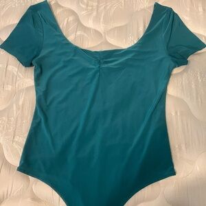 Bright Sea Green thong short sleeve bodysuit